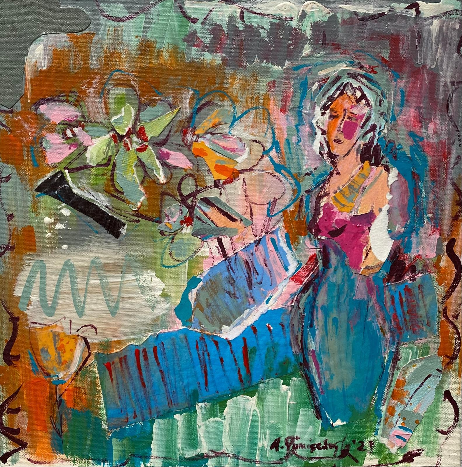 Neşe Gümüşçüoğlu | Tuval üzerine karışık teknik | Yalnızlık Serisi