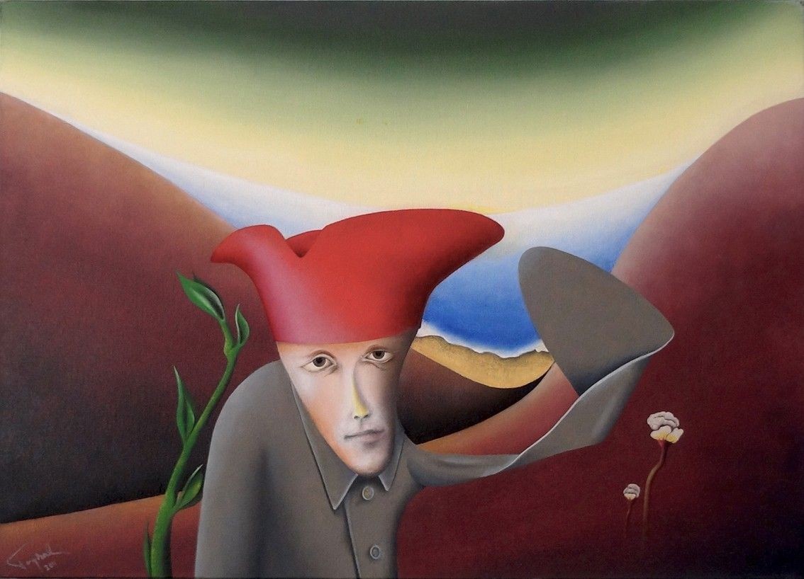 Mazhar Toğrul | Tuval üzerine yağlı boya | Kırmızı Şapkalı İngiliz Askeri