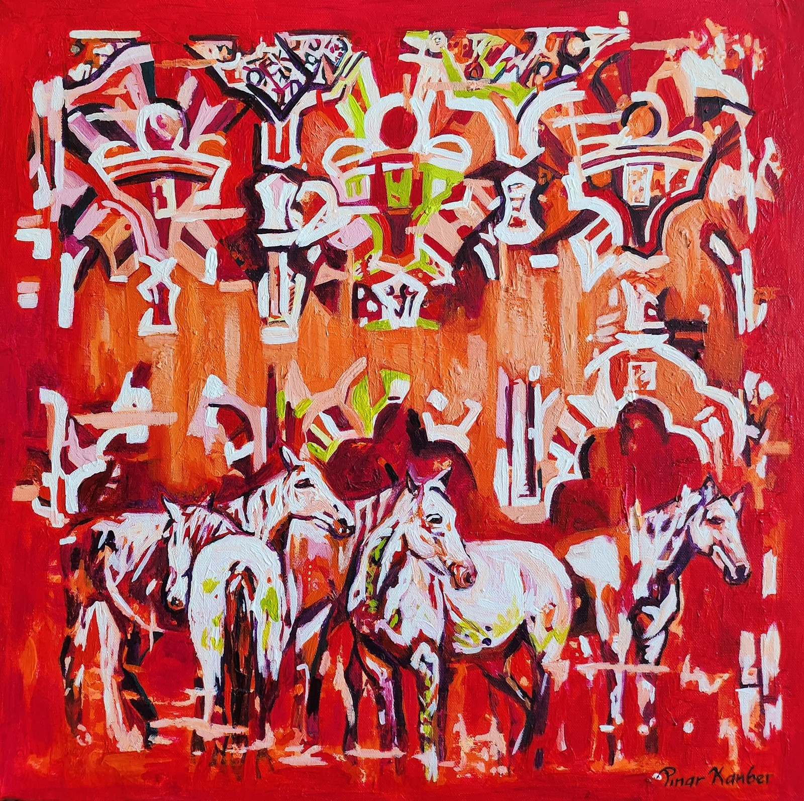 Pınar Kanber | Tuval üzerine akrilik | Kervansarayların İzinde