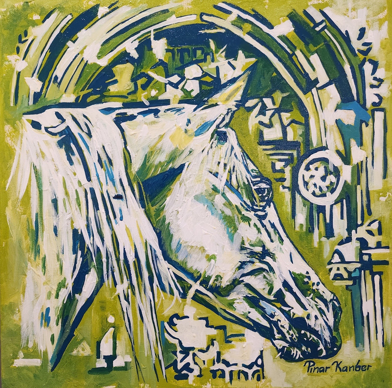 Pınar Kanber | Tuval üzerine akrilik | Kervansarayların İzinde