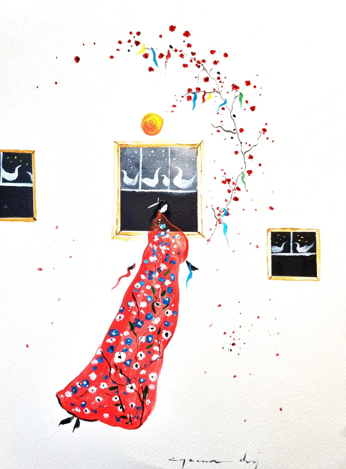 Can Emre Dağ | Karton üzerine akrilik | Güneş Saçan Kadınlar Serisi