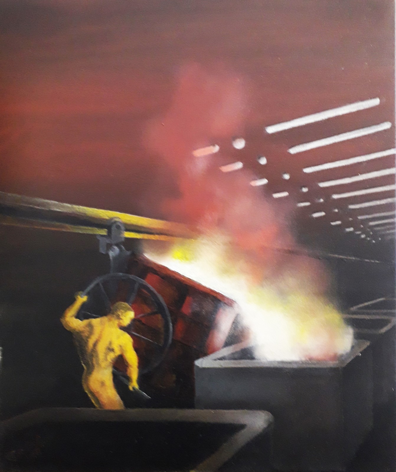 Mazhar Toğrul | Tuval üzerine yağlı boya | Urallarda Çelik İşçileri