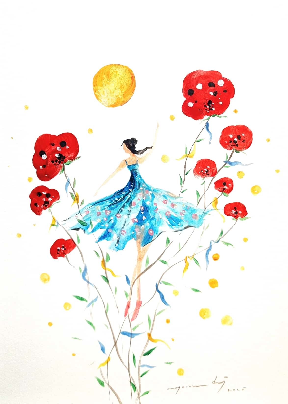 Can Emre Dağ | Kağıt üzerine akrilik | Güneş Saçan Kadınlar Serisi