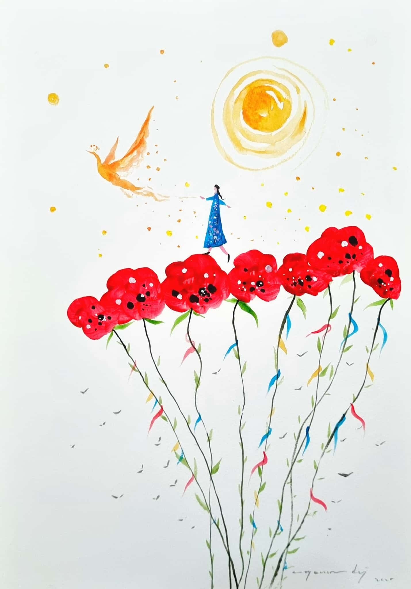 Can Emre Dağ | Karton üzerine akrilik | Güneş Saçan Kadınlar Serisi