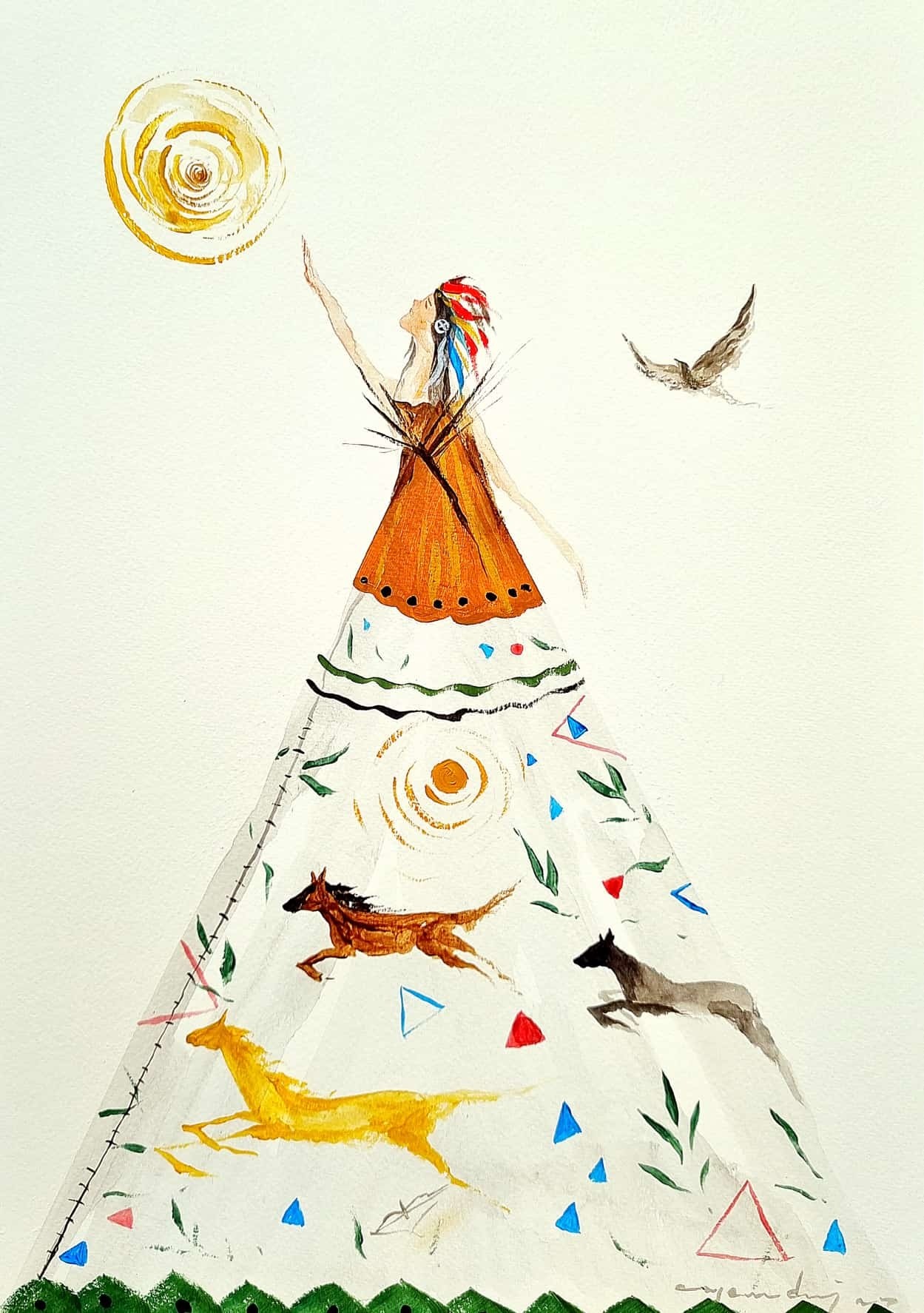 Can Emre Dağ | Karton üzerine akrilik | Güneş Saçan Kadınlar Serisi