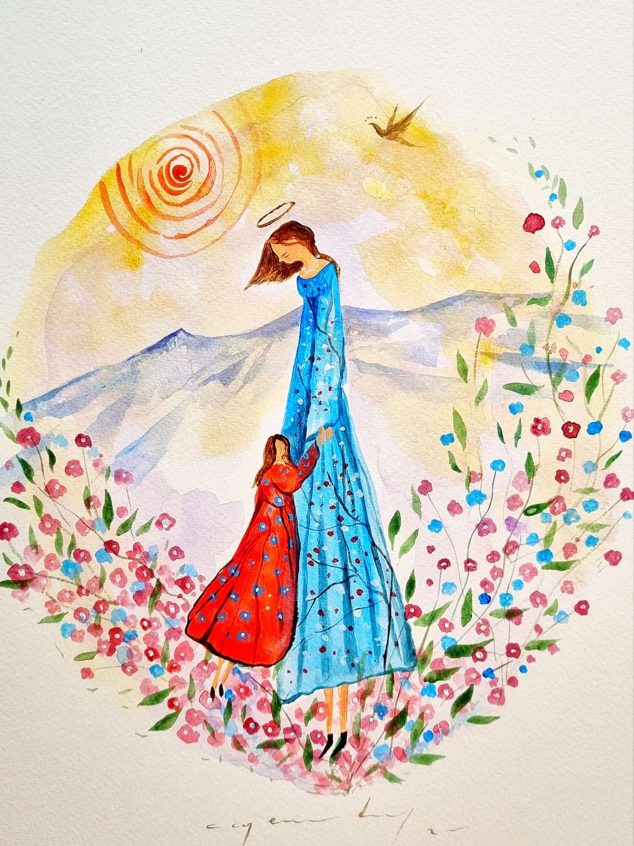 Can Emre Dağ | Karton üzerine akrilik | Güneş Saçan Kadınlar Serisi