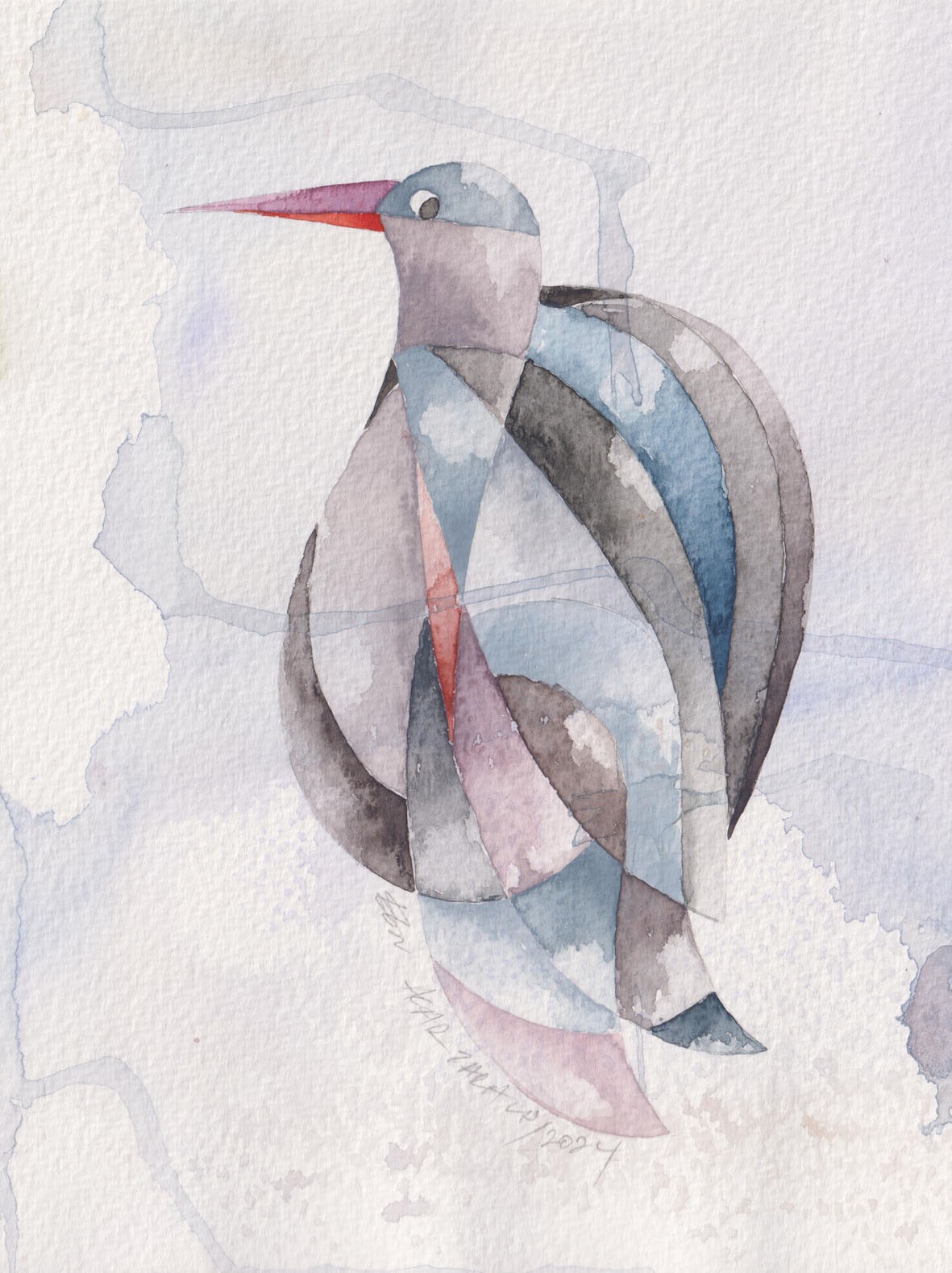 Ebru Acar Taralp | Kağıt üzerine sulu boya | Mavi Kar Kuşu