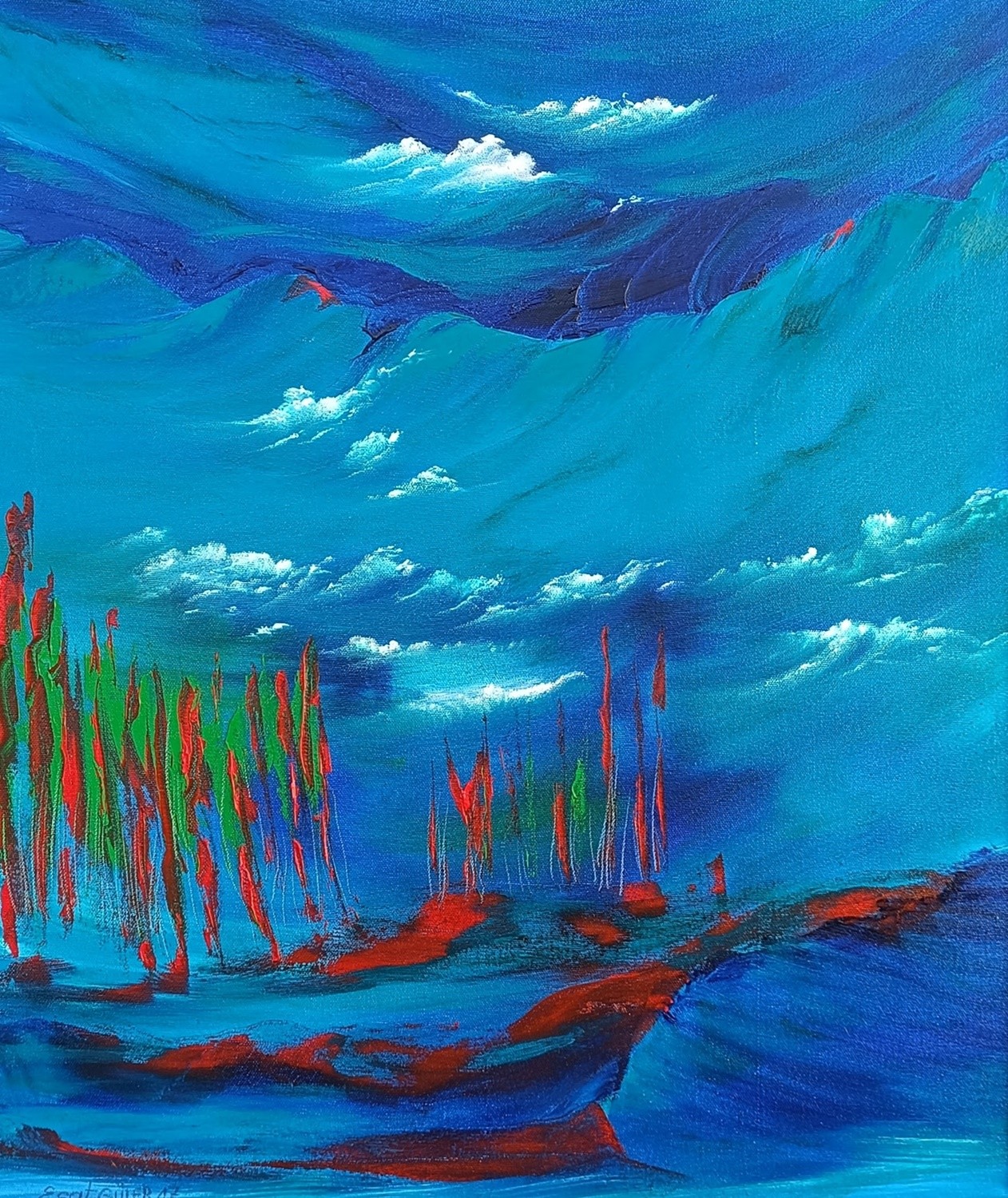 Esat Güler | Tuval üzerine yağlı boya | Her Şeyin Üstündeki Gökyüzü 