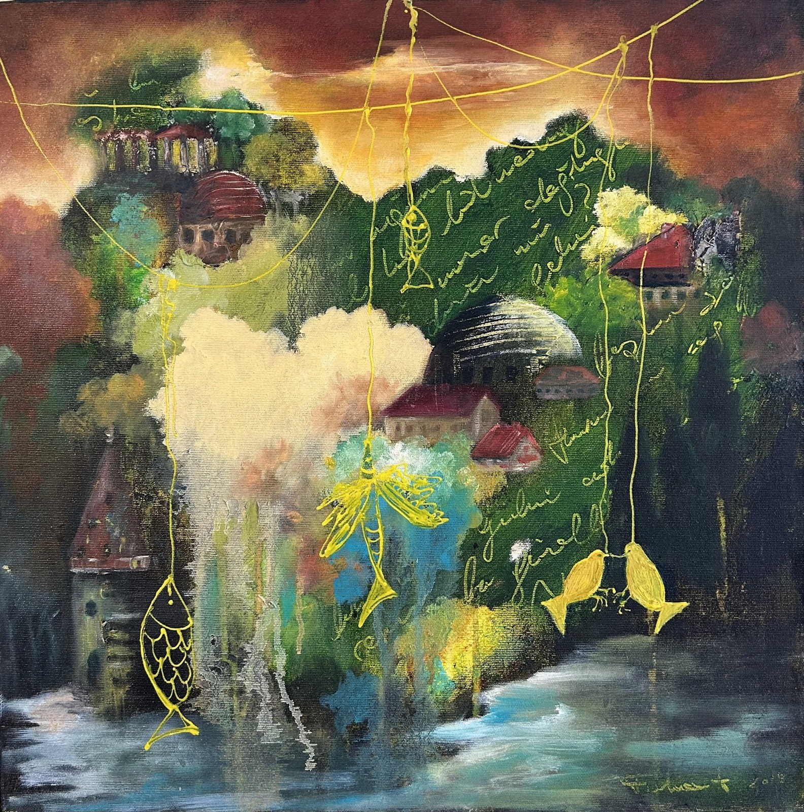 Funda Tarakçıoğlu | Tuval üzerine karışık teknik | Rüya Köyler