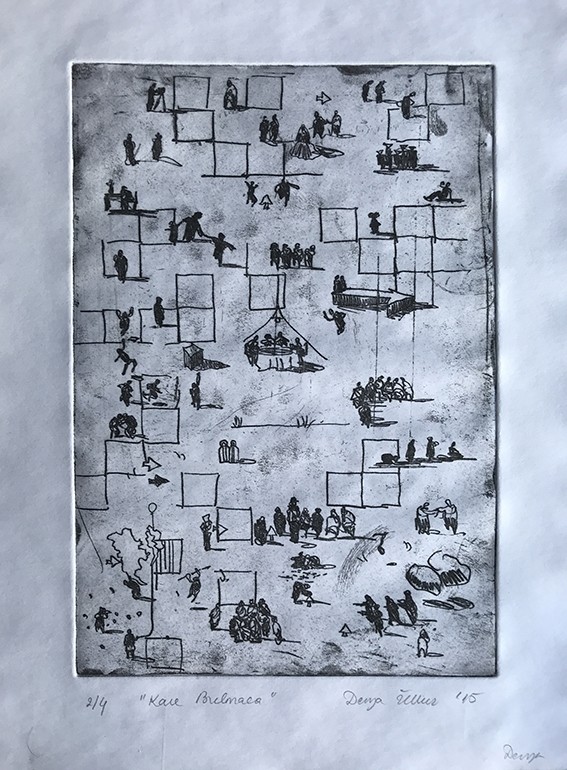 Derya Ülker | Özgün Baskı | Gravür | Kare Bulmaca Çöz
