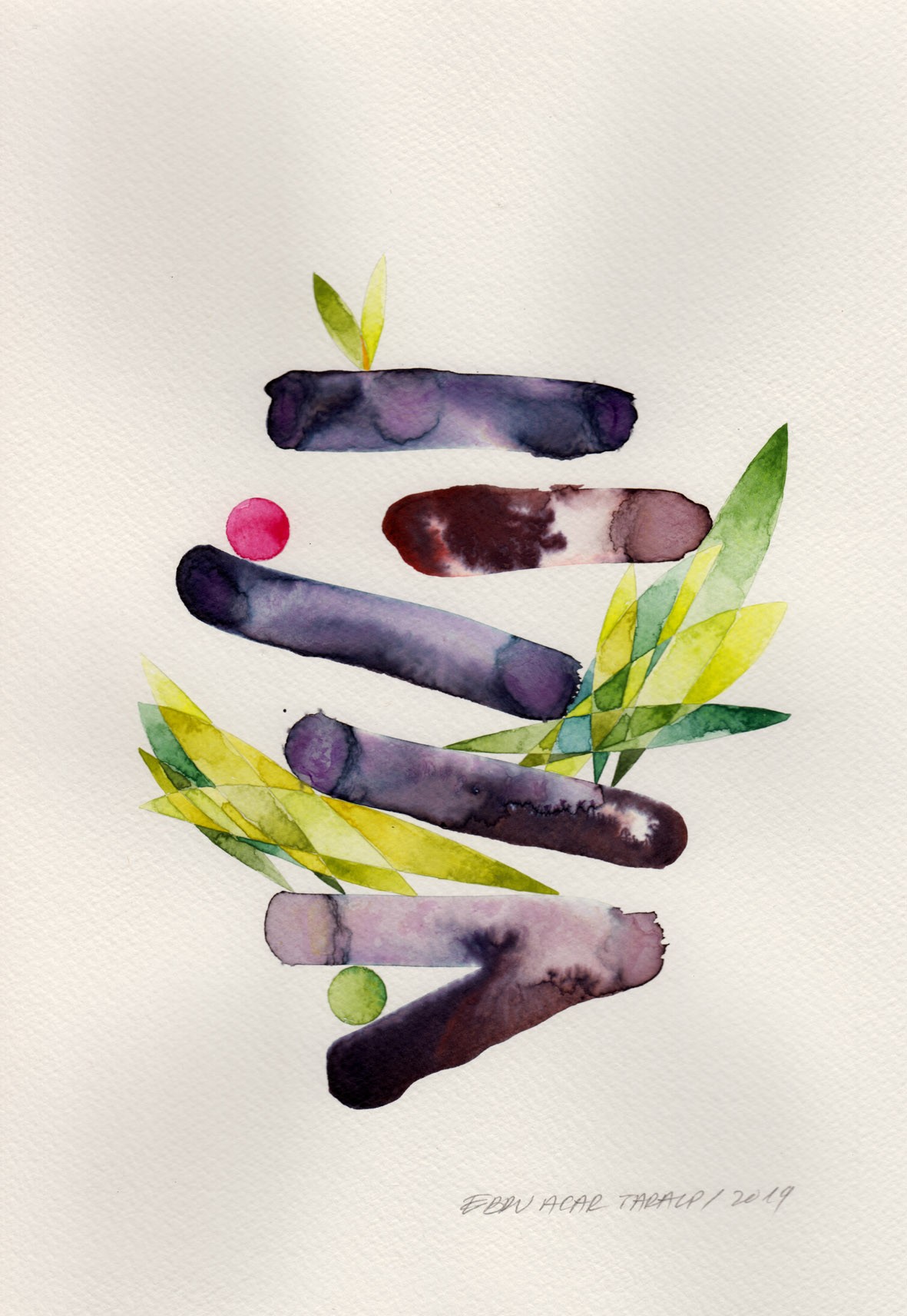 Ebru Acar Taralp | Kağıt üzerine suluboya Resim | Orman ve Güneş