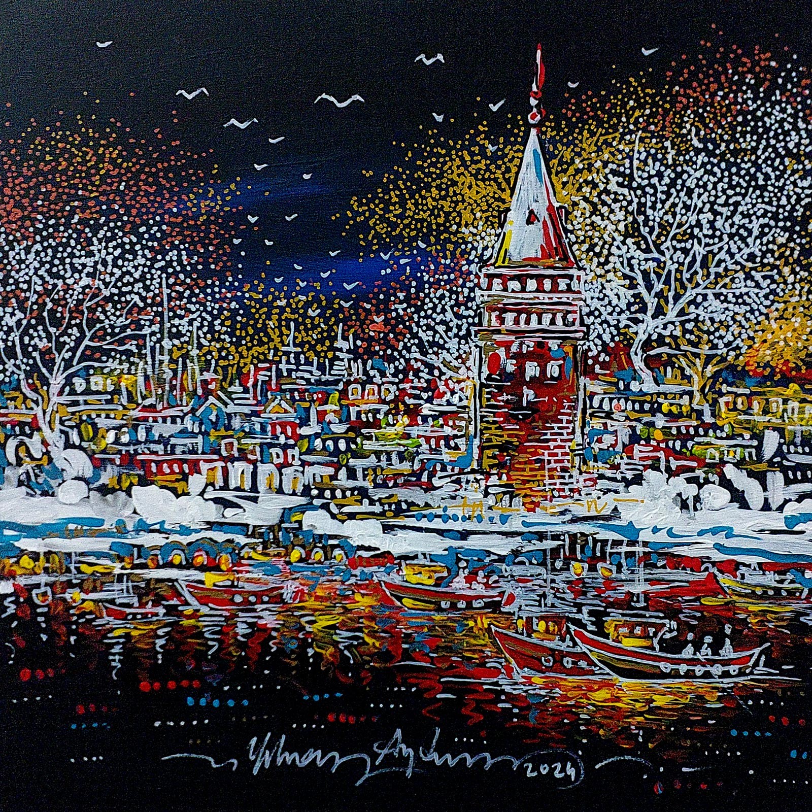 Yılmaz Aydın | Tuval üzerine akrilik | Galata Serisi XIII