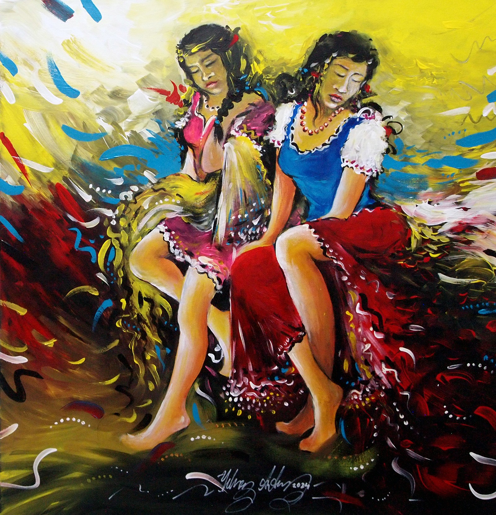 Yılmaz Aydın | Tuval üzerine akrilik | İki Dost