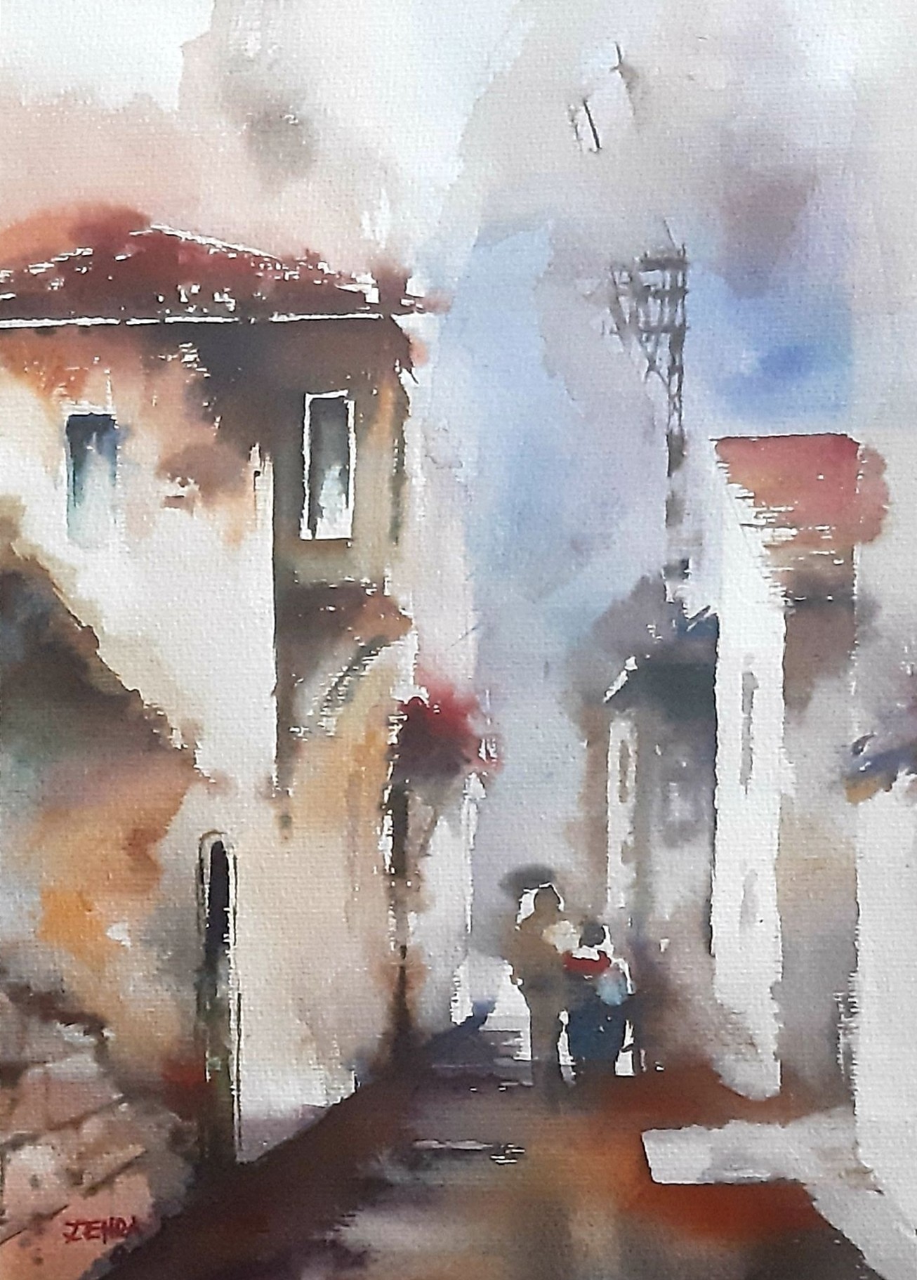 Zehra Derinöz | Kağıt üzerine suluboya | İsimsiz