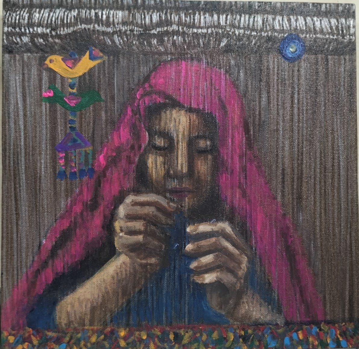 Mürüvvet Durak | Tuval üzerine akrilik | Halı Dokuyanlar Serisi