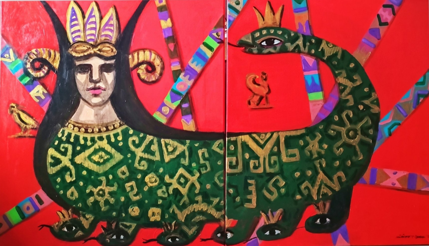 Mürüvvet Durak | Ahşap üzerine akrilik | Şahmeran