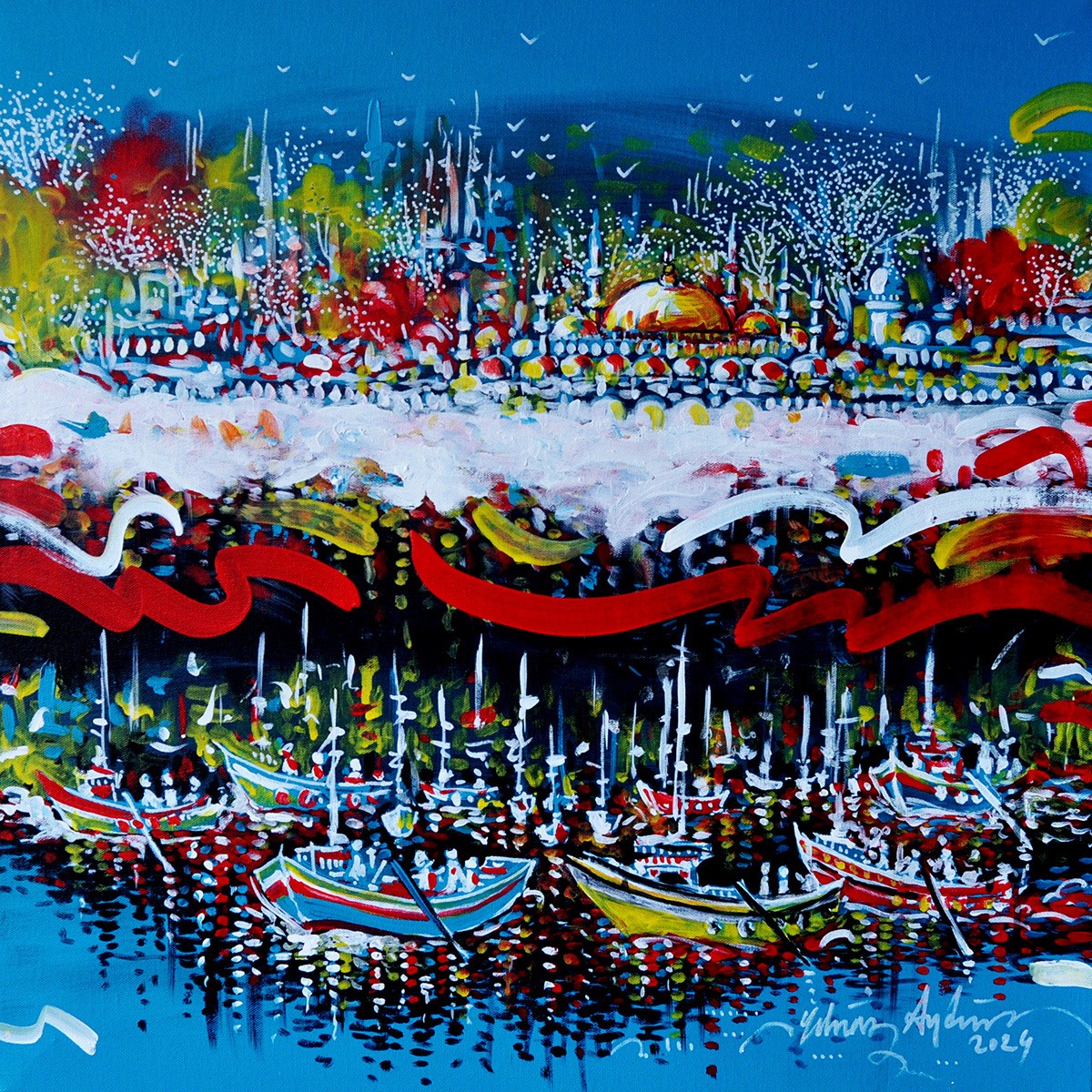 Yılmaz Aydın | Tuval üzerine akrilik | Mavi'nin Derinliği