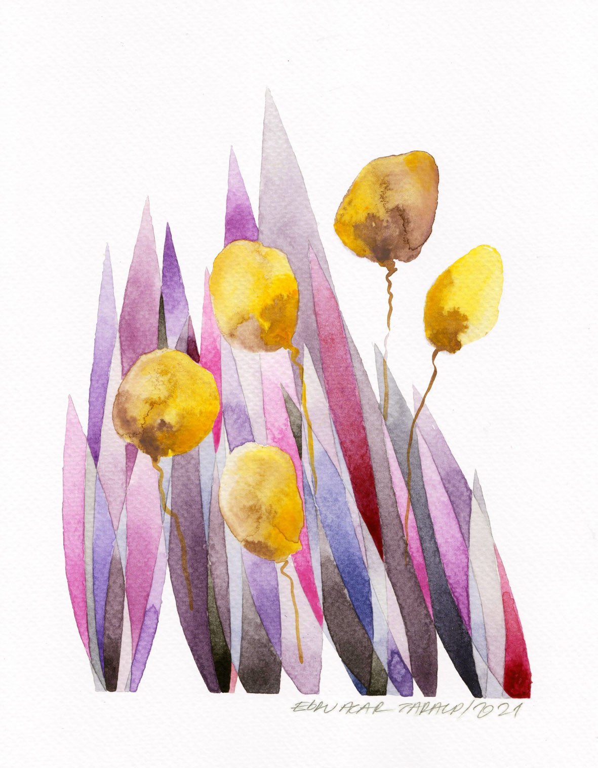 Ebru Acar Taralp | Kağıt üzerine suluboya | Mor Yağmur