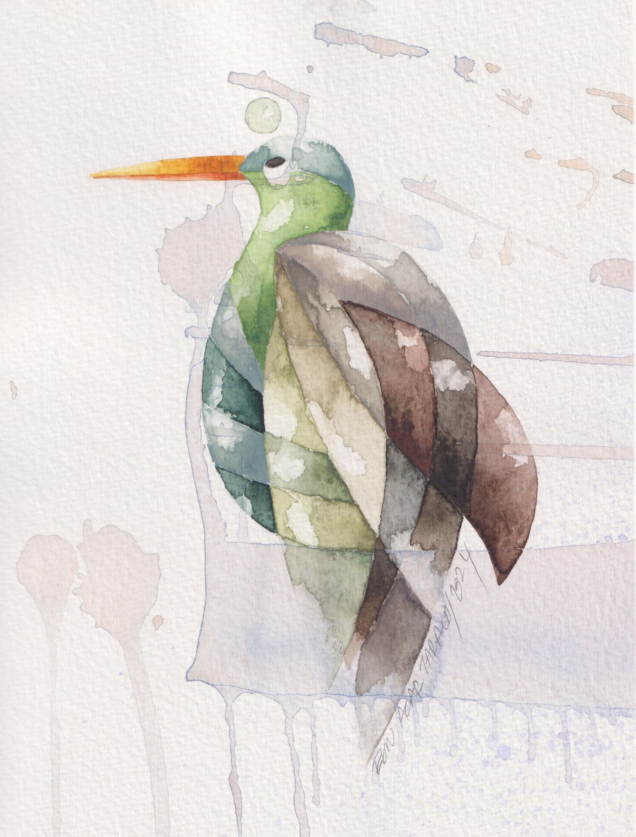 Ebru Acar Taralp | Kağıt üzerine sulu boya | Orman Kuşu