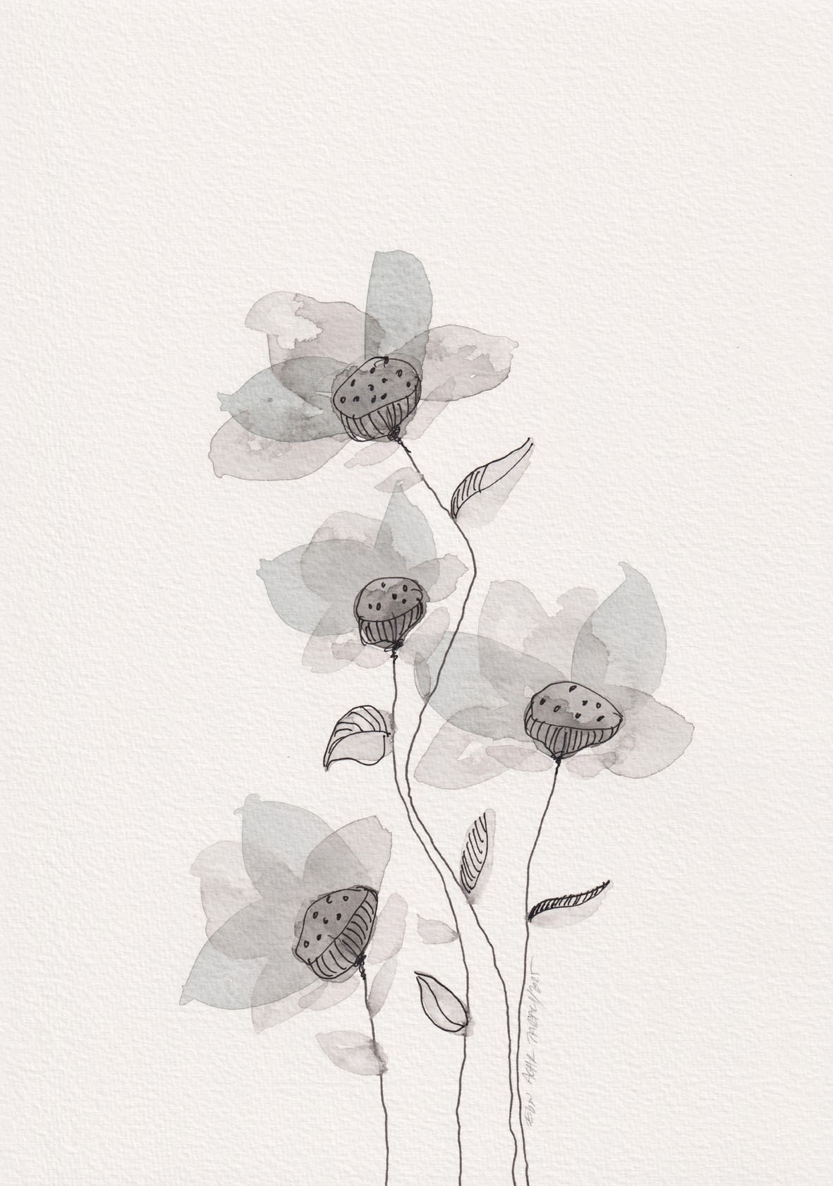 Ebru Acar Taralp | Kağıt üzerine sulu boya | Siyah-Beyaz Doğa 07