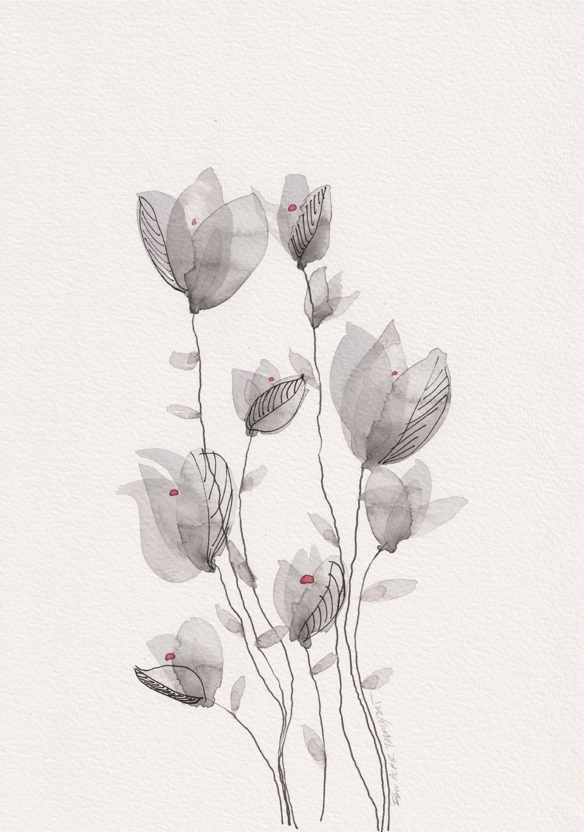 Ebru Acar Taralp | Kağıt üzerine sulu boya | Siyah-Beyaz Doğa 09