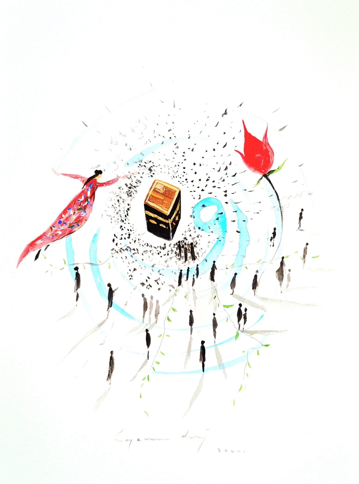 Can Emre Dağ | Karton üzerine akrilik | Güneş Saçan Kadınlar Serisi