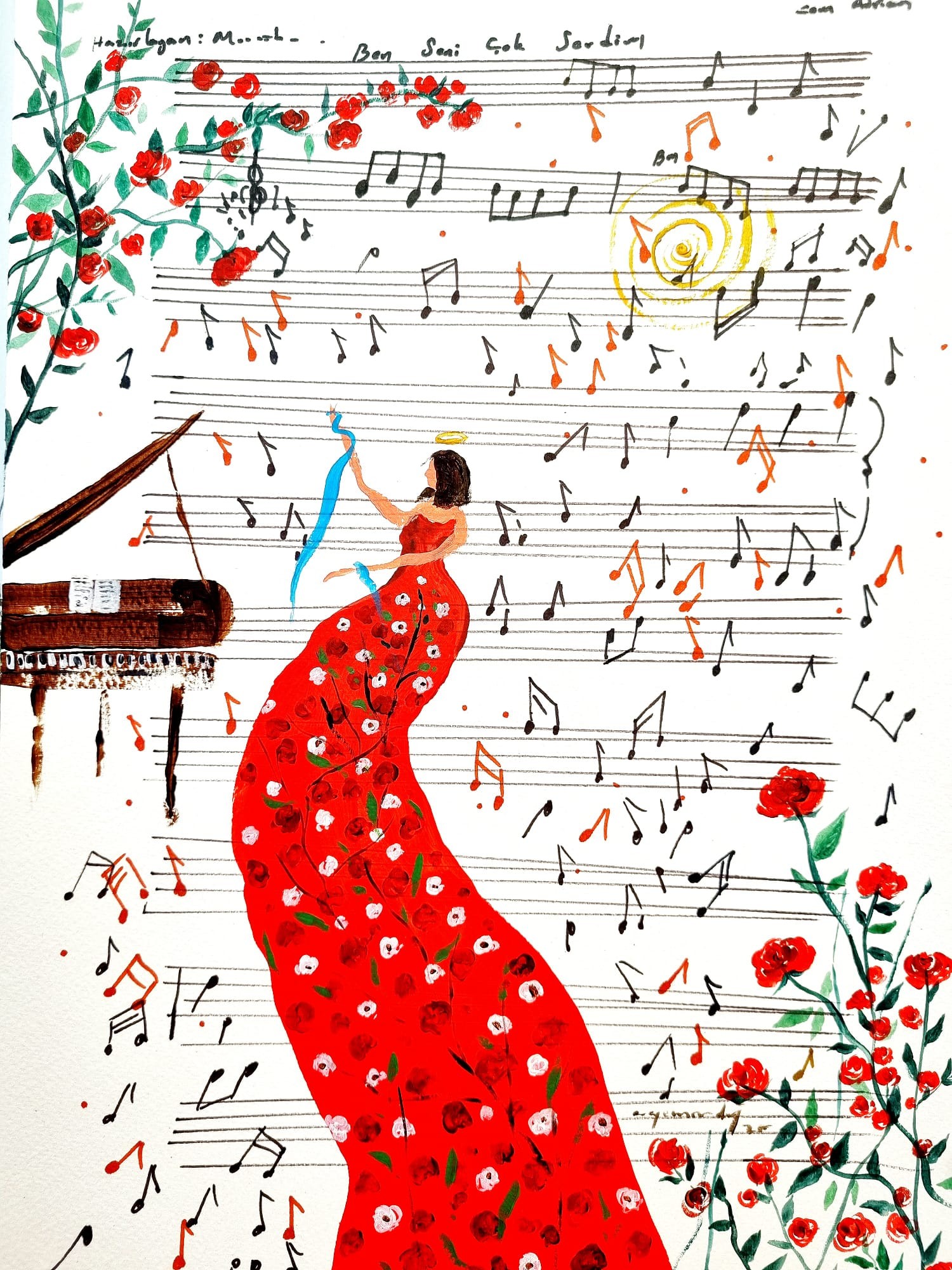 Can Emre Dağ | Karton üzerine akrilik | Güneş Saçan Kadınlar Serisi